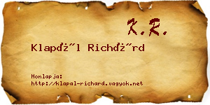 Klapál Richárd névjegykártya